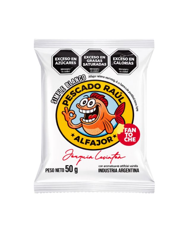 Alfajor Pescado Raúl Simple Blanco por 50 gramos