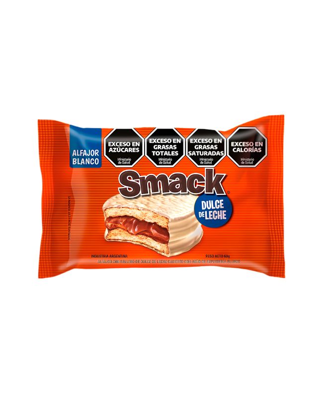 Alfajor Smack Blanco Relleno de Dulce de Leche por 60 gramos