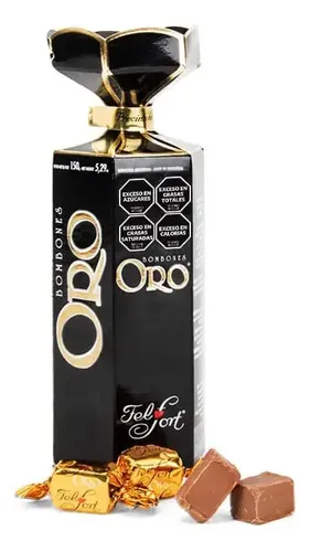 Bombonera Oro en Tubo Hexagonal por 150 gramos
