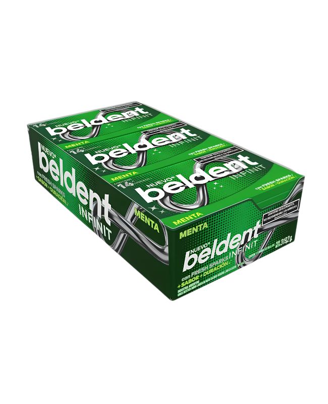 Chicles Beldent Infinit 14 Menta por 12 unidades de 26,6 gramos