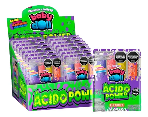 Chupetines Baby Doll Acid Pow por 18 unidades