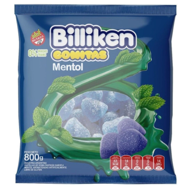 Gomitas Billiken Mentol por 800 gramos