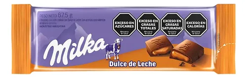 Tableta Milka Blanca Rellena de Dulce de Leche por 67,5 gramos