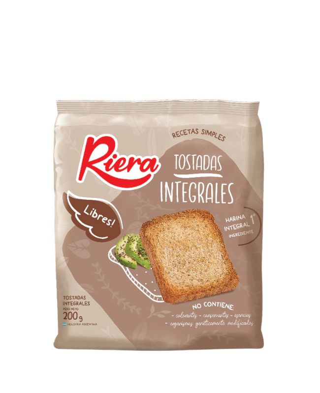 Tostadas Riera Integrales Libres por 200 gramos
