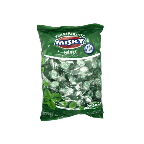 Caramelos Misky Transparente Menta por 810 grs.