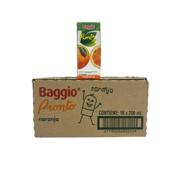 Jugo Baggio Pronto Junior Naranja por 18 unid. por 200 cc.