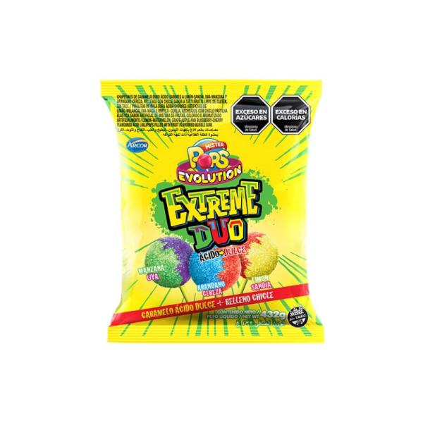 Chupetines Mr. Pops Evolution Extreme Dúo por 24 unid. por 18 grs.
