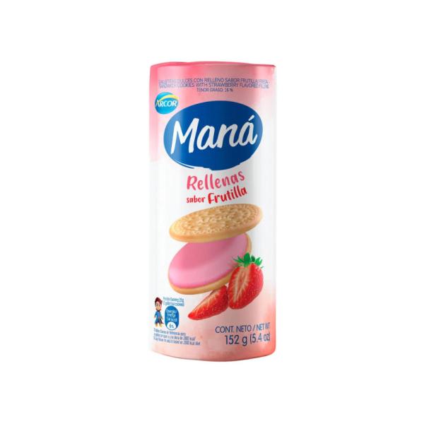 Galletas Maná Rellenas de Frutilla por 152 grs.