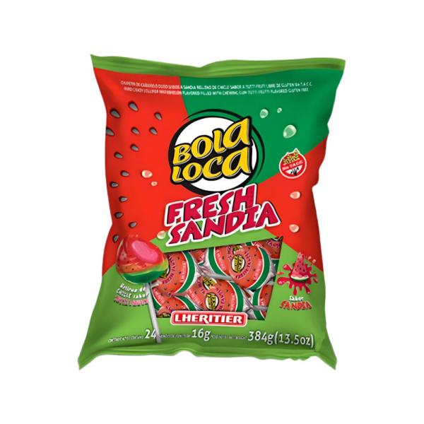 Chupetín Bola Loca Fresh Sandia por 24 unidades por 16 gramos