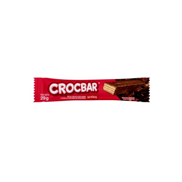 Obleas Crocbar Vainilla con Baño de Chocolate Negro por 29 grs.
