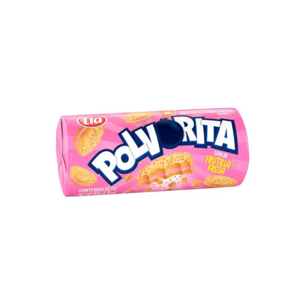 Galletas Polvorita sabor Vainilla Relleno Frutilla por 81 grs.