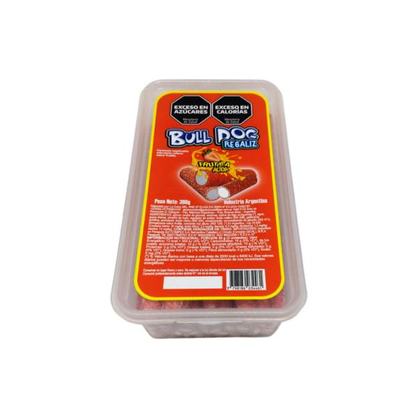 Regaliz Bull Dog Frutilla Ácida por 360 grs.
