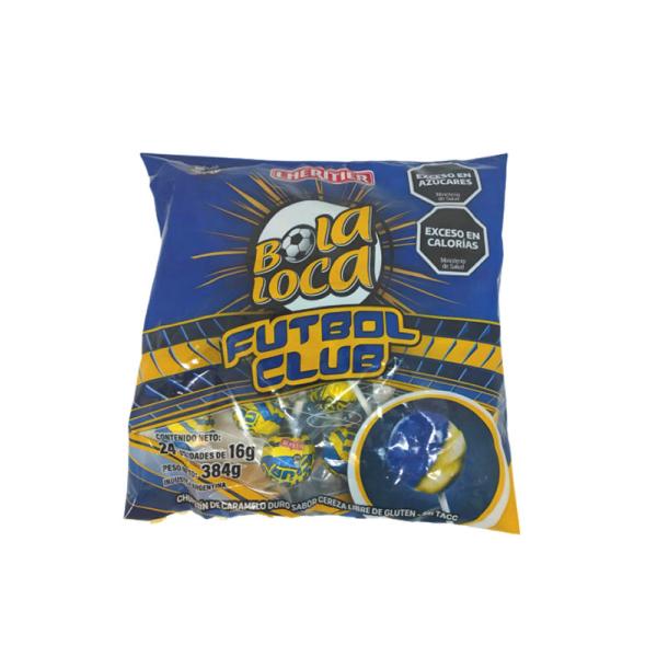 Chupetines Bola Loca Futbol Club Boca por 24 unid. por 16 grs.