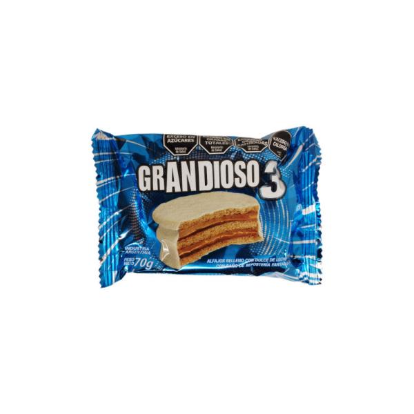Alfajor Grandioso Triple Blanco por 70 grs.