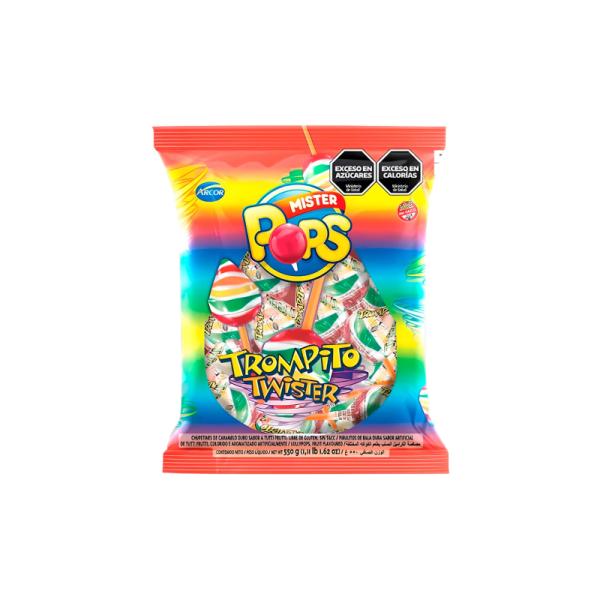 Chupetines Mr. Pops Trompito Twister Tutti Frutti por 525 grs.