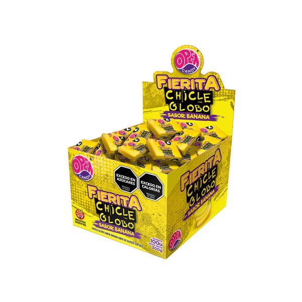 Chicle Globo Fierita Banana por 100 unid. por 3 grs.