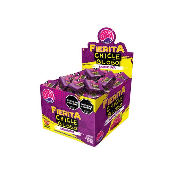 Chicles Open Candy Fierita Uva por 100 unid. por 3 grs.