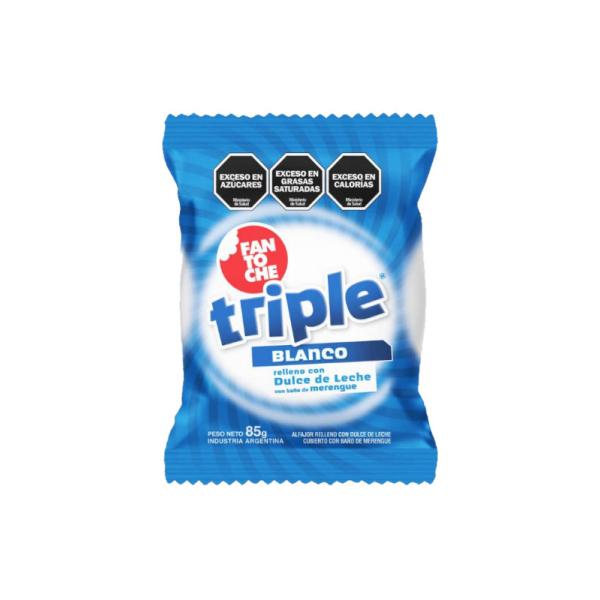 Alfajor Fantoche Triple Blanco Relleno Dulce de Leche por 85 grs.