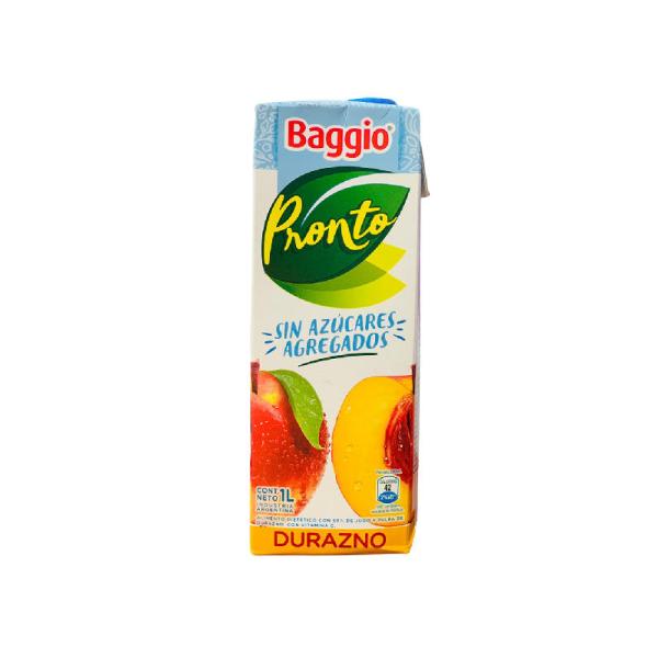 Jugos Baggio Pronto Sin Azúcar Durazno por 1000 cc.