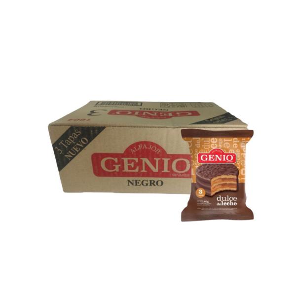Alfajor Genio Triple Relleno Dulce de Leche Negro por 24 unid. por 60 grs.