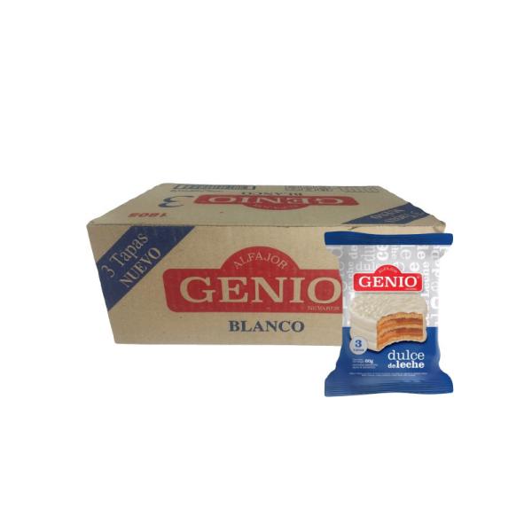 Alfajor Genio Triple Relleno Dulce de Leche Blanco por 24 unid. por 60 grs.